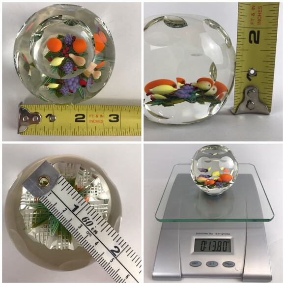 Perthshire Fruit 1994F Oranges Grapes Lemon Feather Cut Faceted Paperweight Box - Picture 10 of 15